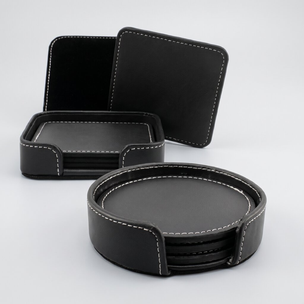 Set de porta vasos en cuero